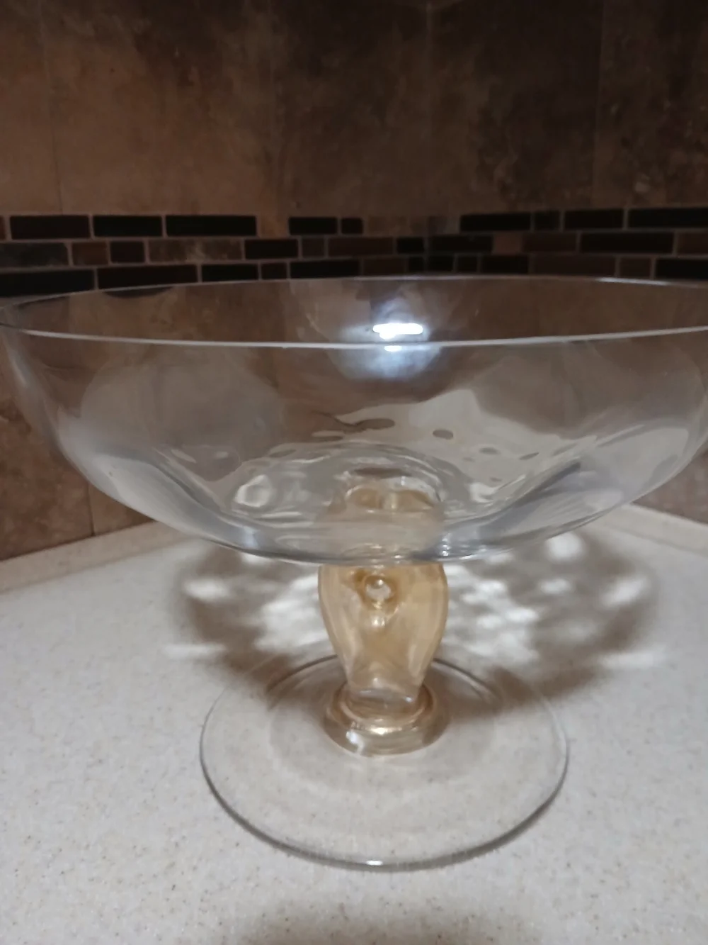 Studio-Crafted Art Glass Bowl With Gold-Infused.